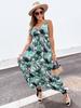 Popular Printed Bohemian Long Dress V-neck Sleeveless Suspender Dress