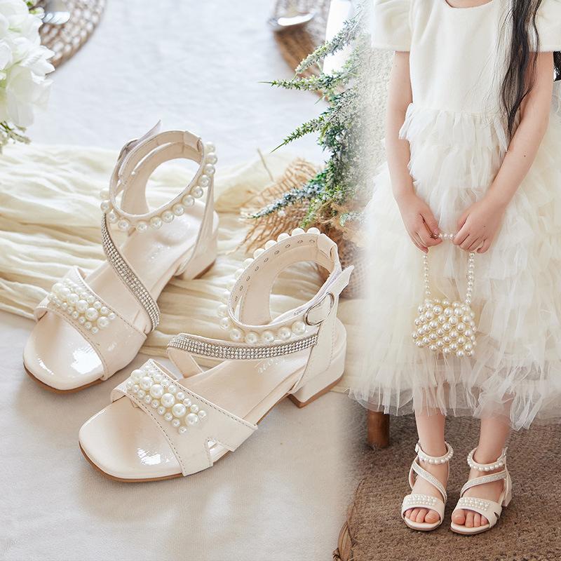 Fashion Girls' Shoes Summer New Kids Sandals Soft Soled Girls Princess Shoes Simple Women's Sandals Anti Slip Girl High Sandal