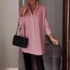 Lapel Fashion Office Ladies Blouses Solid Color Long Sleeve Shirt