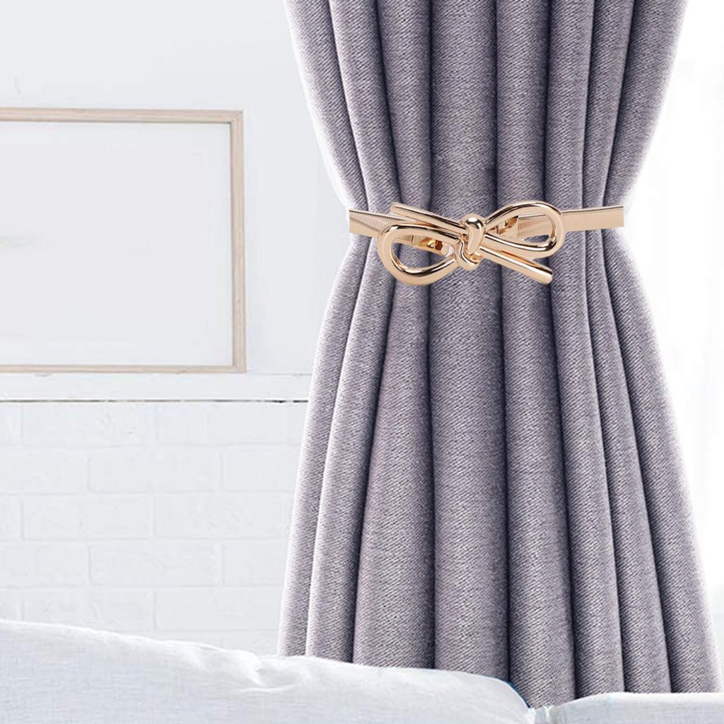 4 Stück Vorhanghalter Aluminiumlegierung Federdesign Vorhanghalter Bänder Modern Gold für Schlafzimmer Wohnzimmer Zuhause