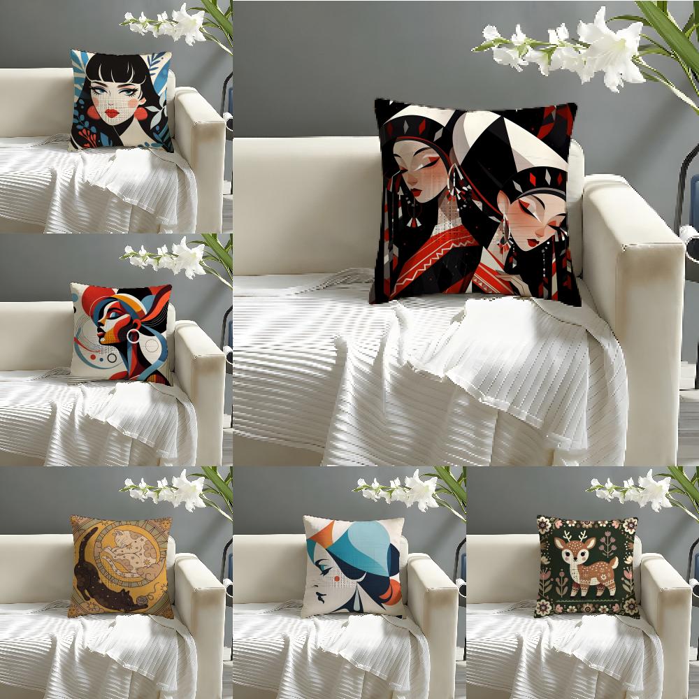 Illustration Of Diagonal Square Art Pillow Case Home Living Room Decoration Linen Pillowcover Pillow Cases Cushion Cover