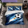 Argentina Football Pattern 3 Pieces Bedding Set Soft Microfiber Duvet Cover with Pillow Cases for Bedroom