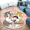 Cat Donut Duo Custom Name Round Area Rug Carpet Rug For Living Room Bedroom Sofa Playroom Decor Nonslip Floor Mat