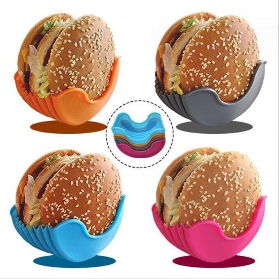 1/4 szt. Silikonowy stojak, wysuwany, stały pojemnik na burgery, bezdotykowy klips do burgerów, wielokrotnego użytku, uchwyt na pudełko na burgery, bezpieczny w zmywarce, klips do kanapek klasy spożywczej