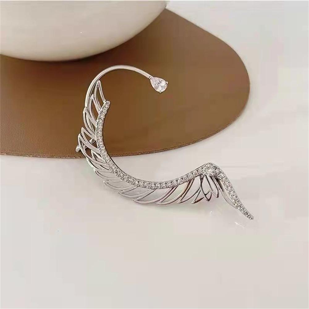 Gold Silver Color Metal Wings Ear Clips Luxury Pretty Earrings Without Piercing Zircon Ear Cuff for Women Fashion Jewelry Gifts