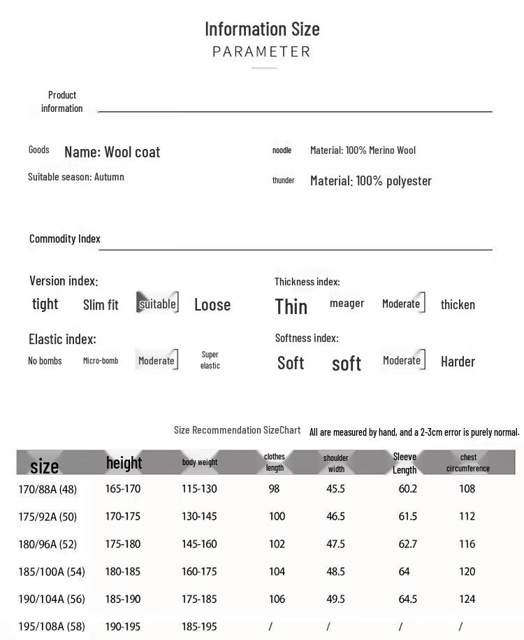 Hengyuanxiang Men's 100% Wool Long Winter Overcoat