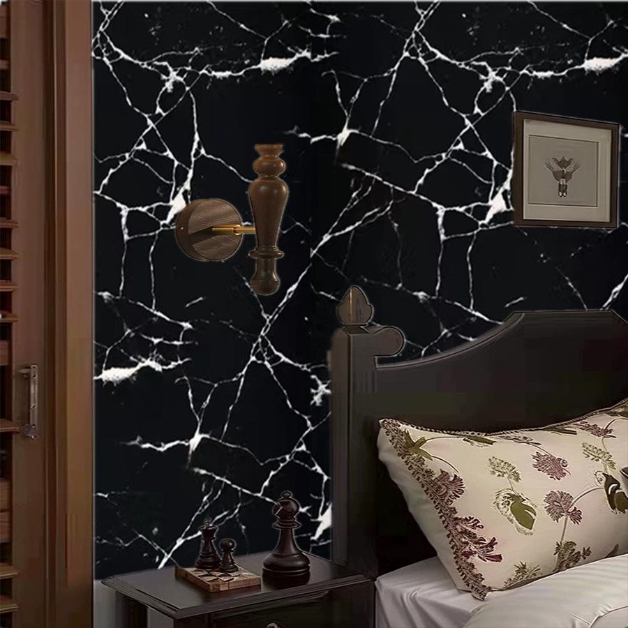 Black Marble Pattern Self-adhesive Wallpaper Oil Proof Sticker Home Decoration TV Background Wall Sticker Paper Wall Sticker