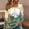 Tops for Women  Retro Print Long Sleeve Fake Two‑Piece Top Fall Casual Slim Pullover Women's Long Sleeve Top