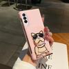 Custodia Fashion Cartoon con Supporto Cane Galvanizzato per Samsung Galaxy Z Fold 7 6 5 4 3 2 5G Copertura Antiurto con Sensazione Pelle Opaca