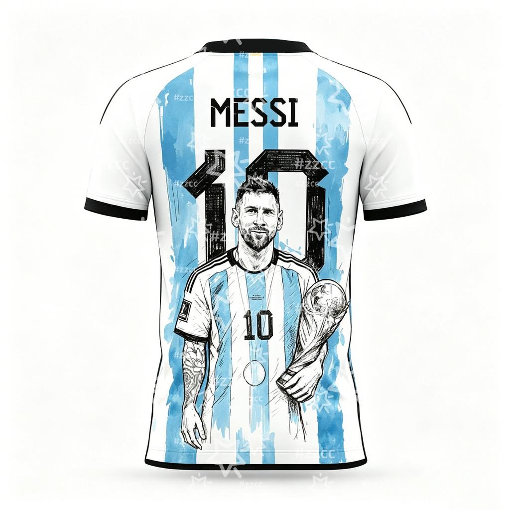 2026 Messi Argentinien Team Fußballtrikot Spiel- & Trainingsset Sommer Sport Herren T-Shirt Kinderkleidung T-Shirt Y2k Damen