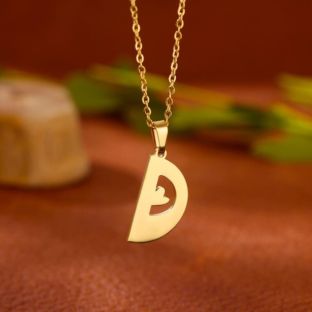Stainless Steel Heart Initial Letter Necklace for Women Gold Plated Alphabet Pendant Necklaces Vintage Waterproof Jewelry Gifts