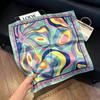 Sen green flower print fresh imitation silk scarf premium versatile square scarf neck protection scarf trendy headscarf scarf women