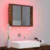 VidaXL Armoire à miroir LED Chêne fumé 60x12x45 cm Bois d'ingénierie, armoire à miroir de salle de bain, armoire à miroir 822841