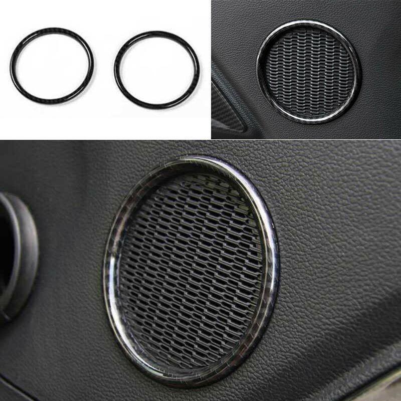 Carbon Fiber Inner Door Speaker Frame Cover Trim For Ford Mustang 2015-2021 2PCS