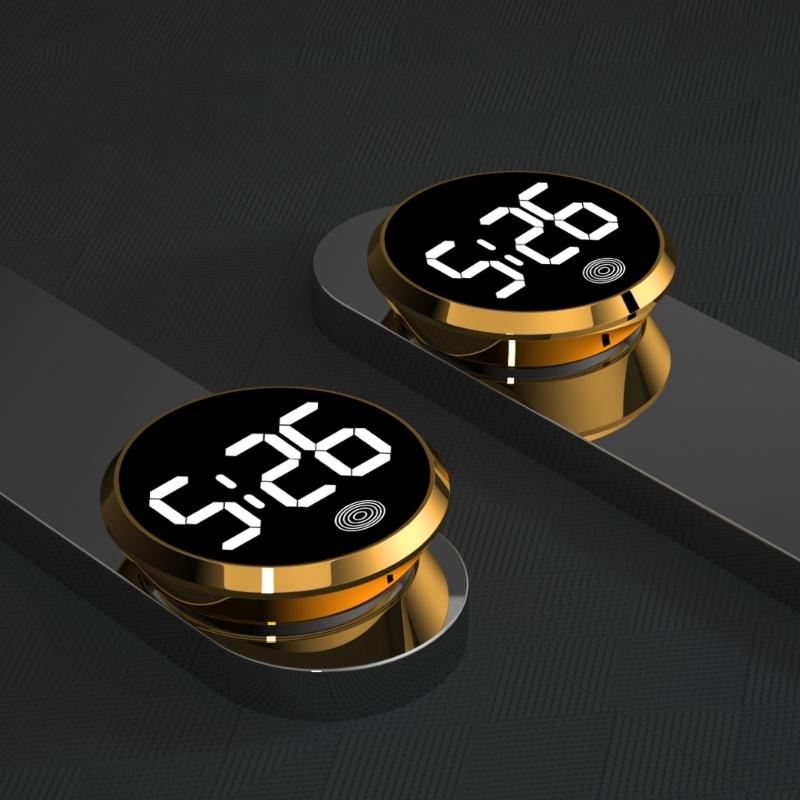 Deska Rozdzielcza Samochodu Mini Zegar Samochodowy Okrągły Design z Podświetleniem Cyfrowy Wyświetlacz Z Obsługą Dotykową Do Kratki Powietrza Samochodowego