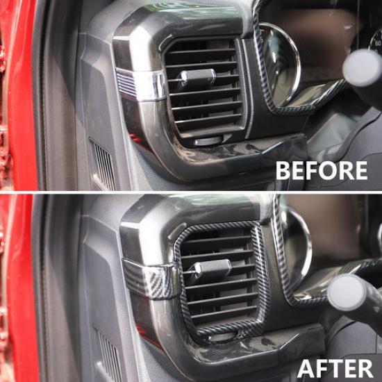 Carbon Fiber Style Central Control Air Vent Cover AC Outlet Trim for Ford F-150