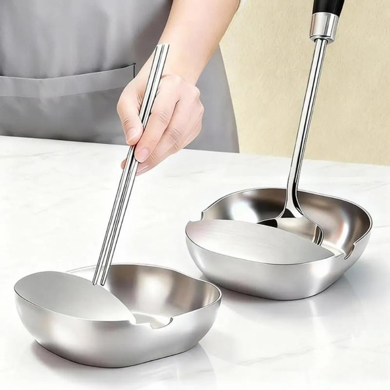 Stainless Steel Utensils Frame Self Standing Ladle Holder - Kitchen Counter Stove Spoon Spatula Organizer For Household