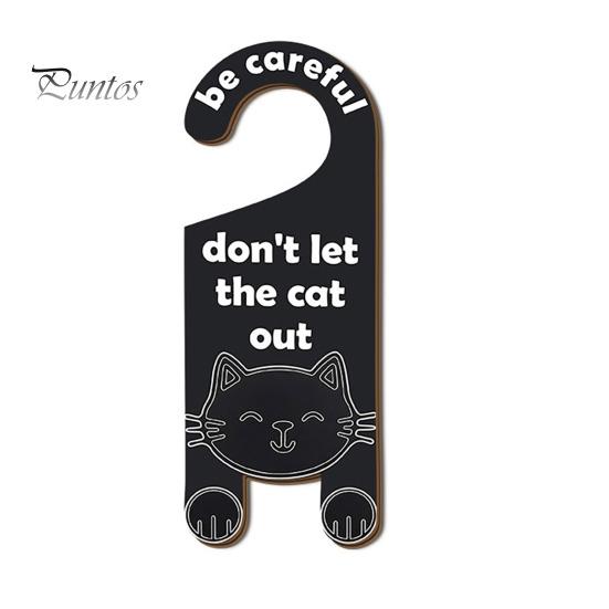 Cat Cafe Decorative Hanger Warning Door Handle Sign, Wooden Cartoon Hanging Reminder, Pet Room Entrance Safety Knob Hanger, for Bedroom And