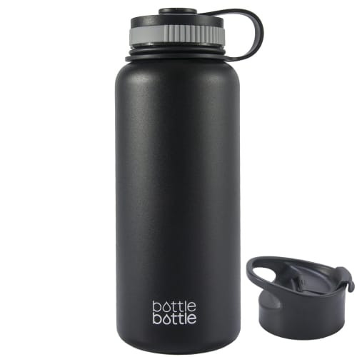 1000ml Stainless Steel Vacuum Insulated Water Bottle with Handle, Dual Lids, Direct Drinking, Large Capacity, Insulated for Hot or Cold Drinks, Sports
