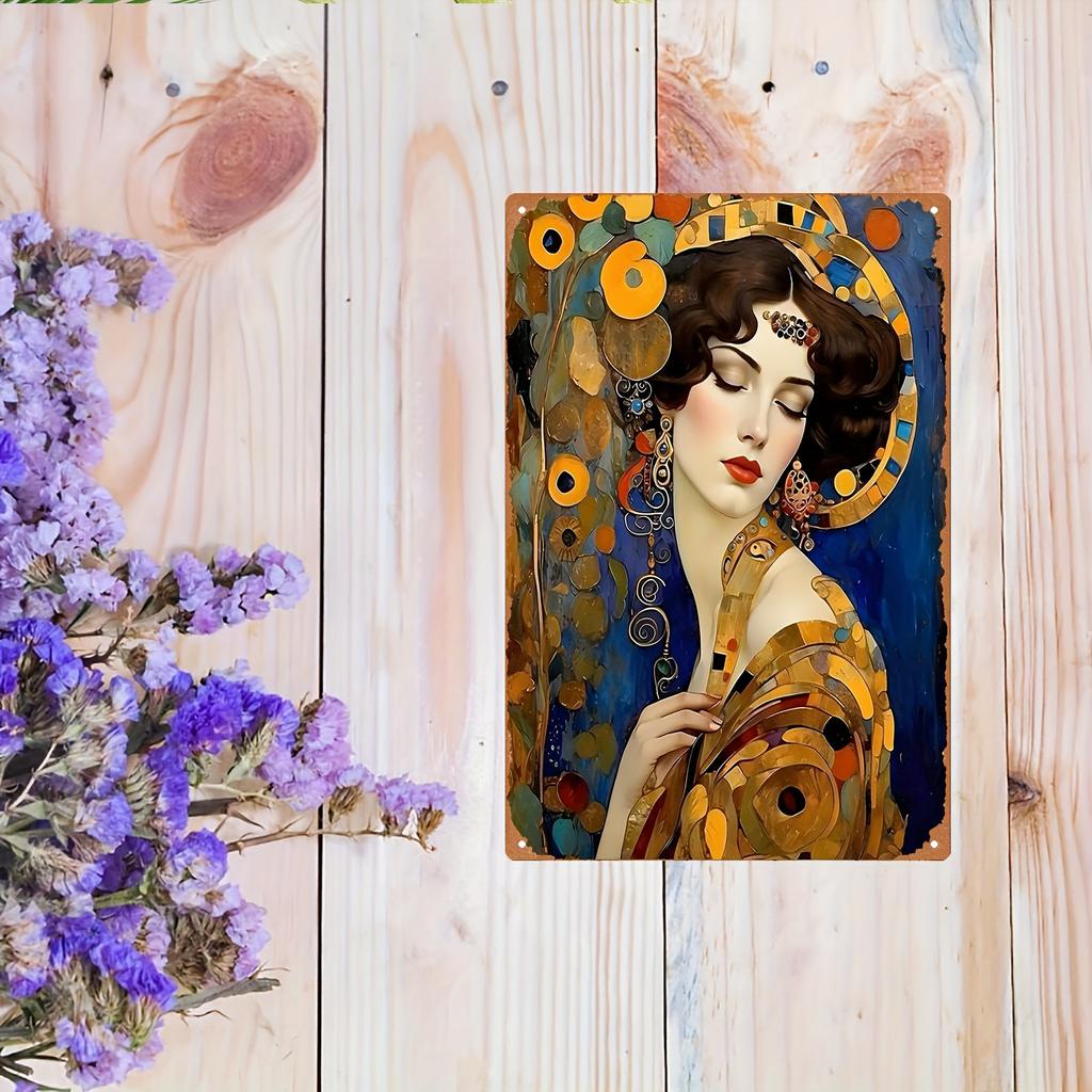 Retro Metal Tin Sign Xcm Vintage Lady Artwork Colorful Wall Decor for Home Garden Cafe Garage Bar