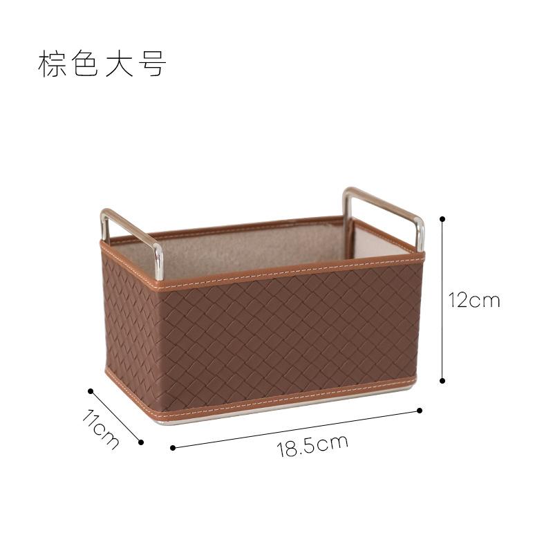 Nordischer Ins Stil Gewebte Ledertextur Aufbewahrungsbox Make-up Pinselhalter Stifthalter Stirnband Metallrahmen Desktop-Organisation