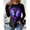 Women's T shirt 3D Print Cat Butterfly Colorful Design Long Sleeve Daily Weekend Fashion Round Neck Regular Fit