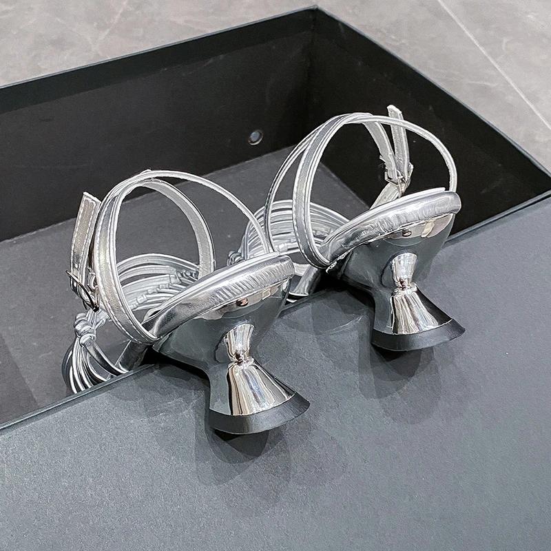 Hollow Women Rome Sandals Square Toe High Heels Shoes Designer 2025 Summer New Weave  Elegant Party Pumps Sandalias