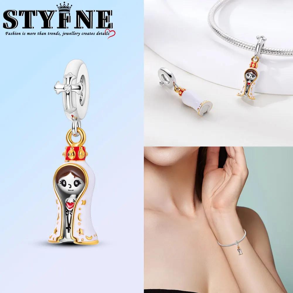 Exquisite Copper Nossa Senhora Aparecida Dangle Cross Charms Pendants Fit Original Bracelets Diy Jewelry For Women