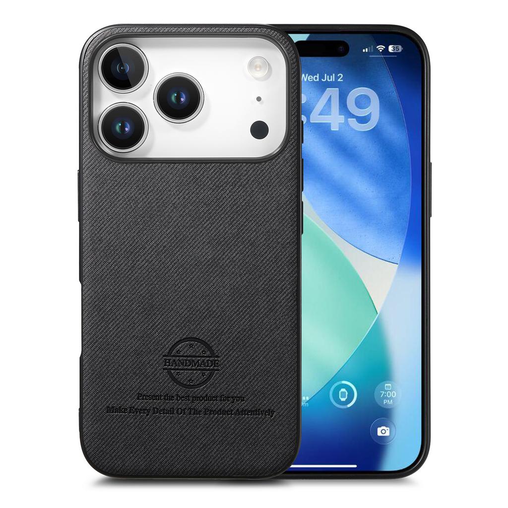 Kožený zadní kryt na telefon pro iPhone 17 Pro s textilní texturou