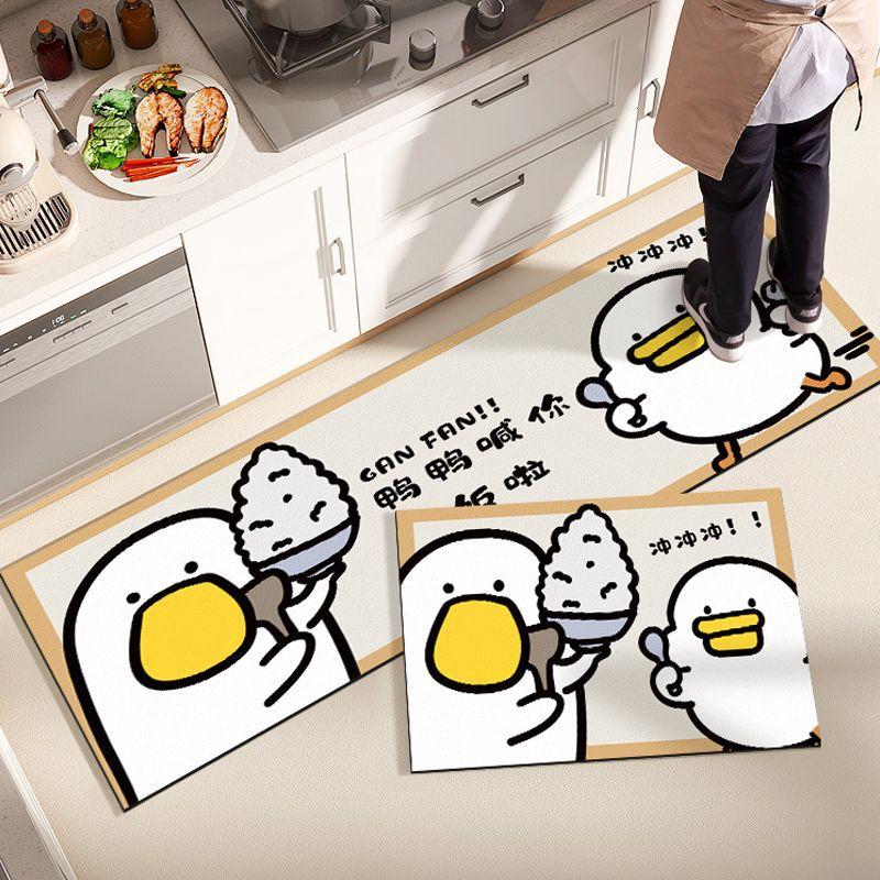 Cartoon Kitchen Floor Mat, Water-absorbing, Dirt-resistant and Non-slip Mat, Household Diatom Mud Floor Mat, Restaurant Bar Floor Mat, Diatom Mud