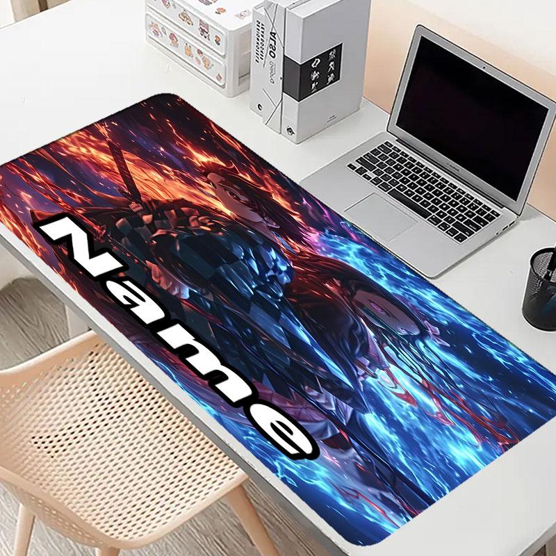 Custom Name Personalized Demon Slayer Pattern Mousepad, Laptop PC Desk Mat, Decorative Desk Mat for Home Keyboard Pad Gift