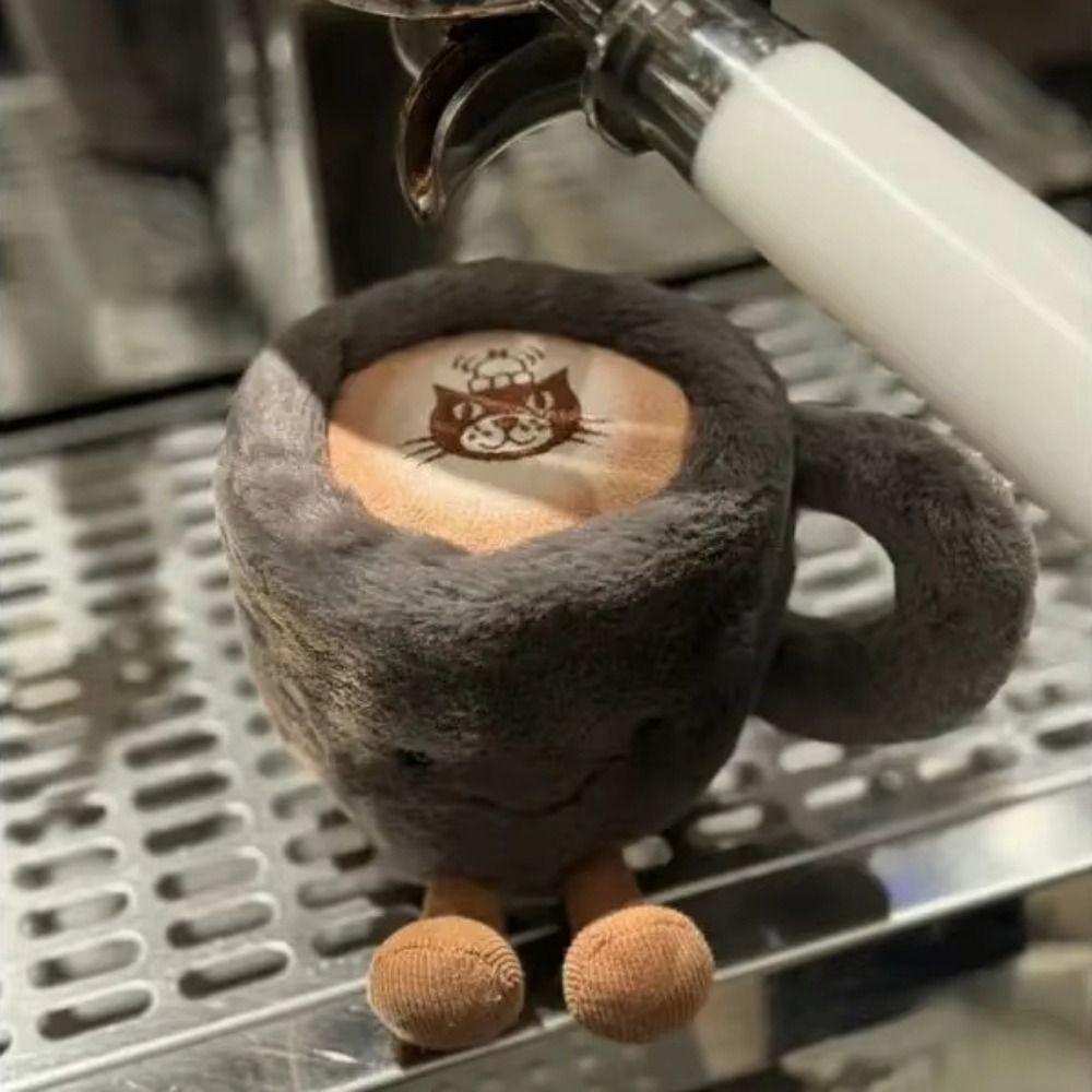 10cm Gelé Katt Morsom Kaffekopp Kawaii Furry Plysjleker Beroligende Søvn Plysjdukke Søt Overraskelsesgave til Gutter Jenter Hjemmedekor