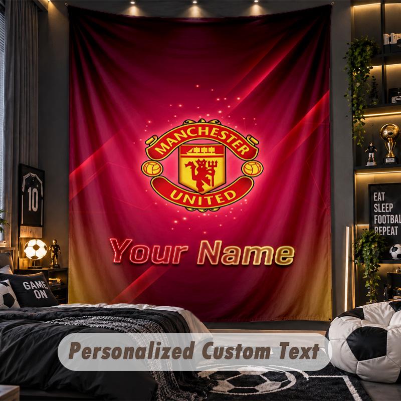 TapestryManchester United Custom Name Text Personalized Wall Hanging Tapestry Home Wall Decor