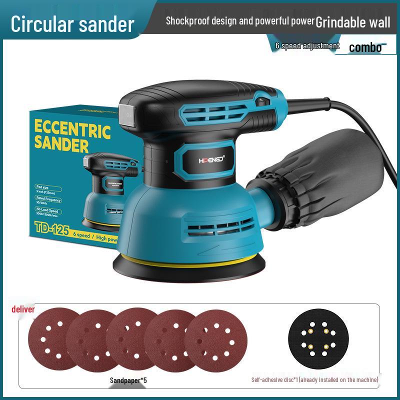 Șlefuitor Eccentric Electric cu Hârtie abrazivă de 5 inch pentru prelucrarea lemnului și lustruirea mobilei