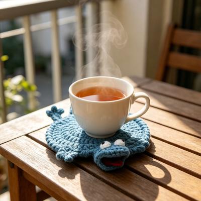 Lizard Coaster Handmade Crochet Animal Cup Mat Cute Soft Knitted Drink Coaster