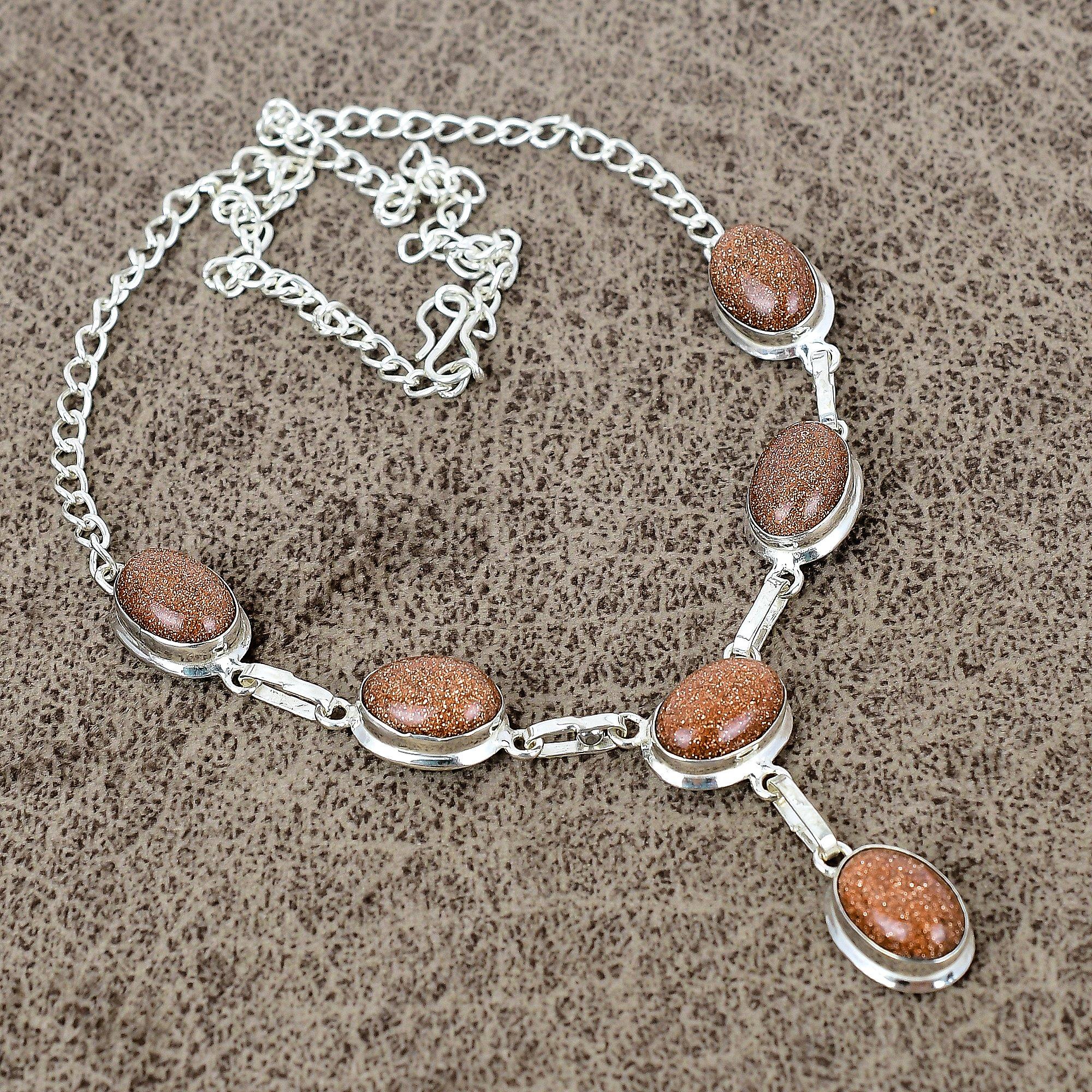 

Red Sunstone Gemstone Handmade 925 Sterling Silver Jewelry Necklace 18 KKG-395
