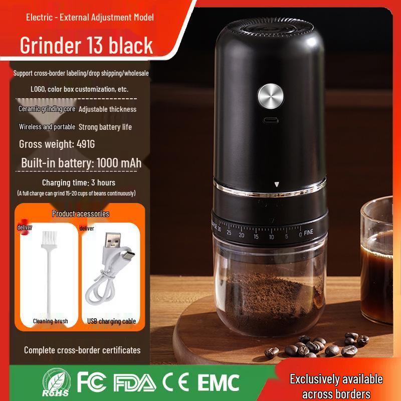 Portable Hand-Cranked Coffee Grinder for Home Use