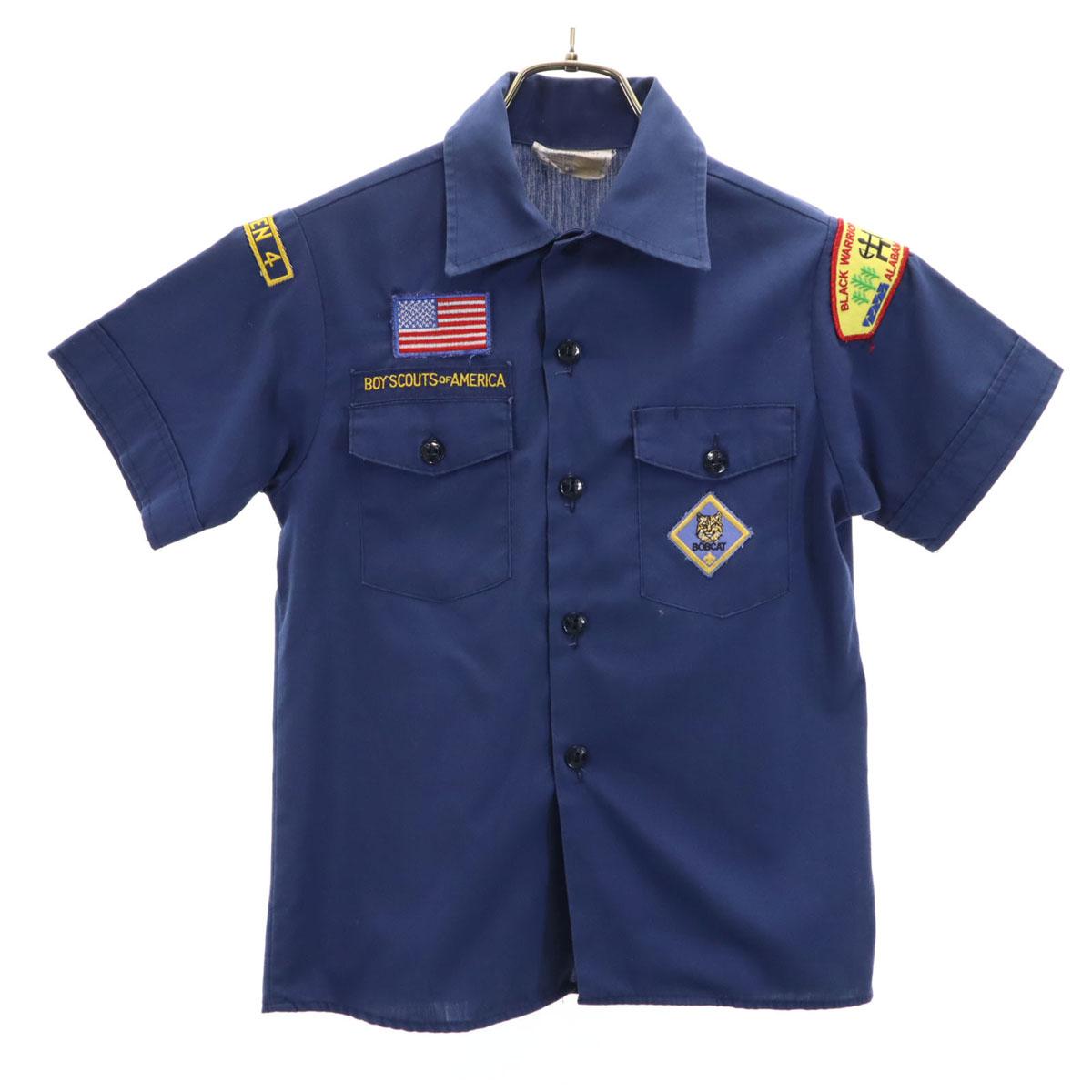 

бойскауты америки 70-е 80-е винтажный нашивка Звезды и полосы Бобкат Футболка с коротким рукавом бойскаута Детская Б/У