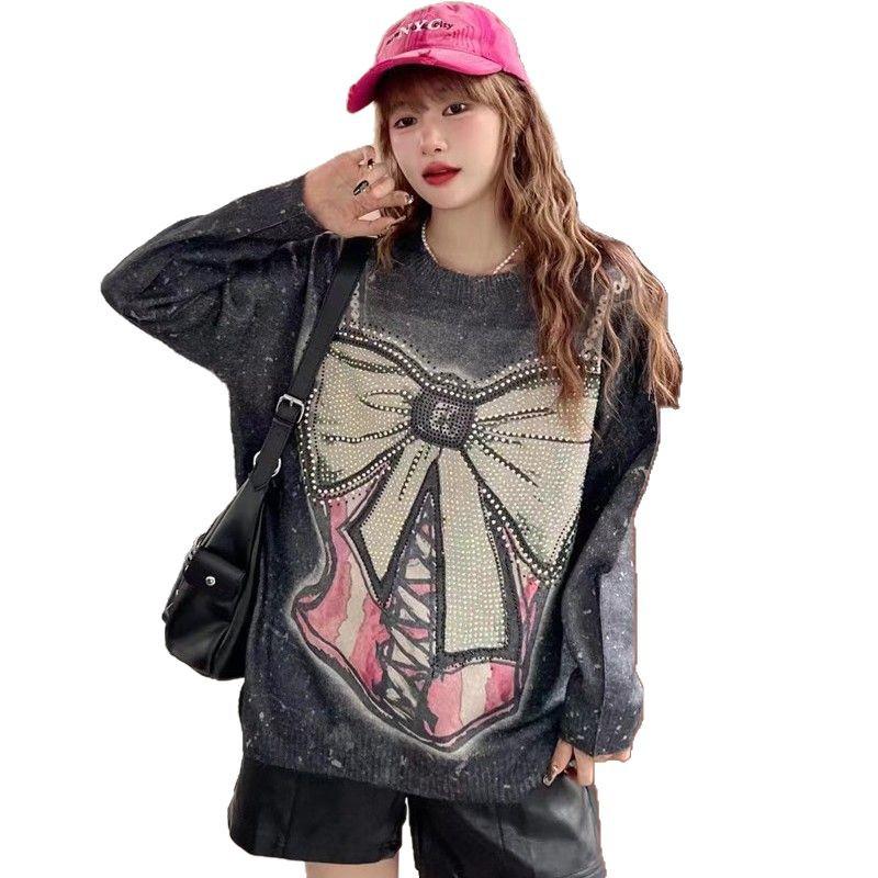 Autumn 2025 European Chic Loose Bow Sweater for Women