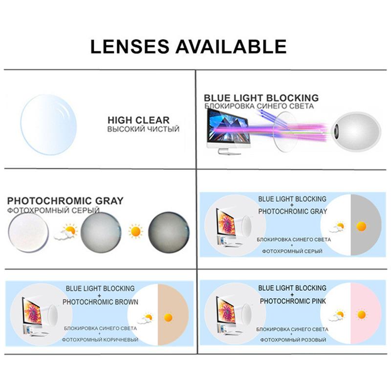 Myopia Glasses Prescription Custom Men Women Round Frame Photochromic Or Blue Light Blocking Lenses Correction Eyeglasses F632