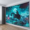 Skeleton Rider and Horse Tapestry 2D Digital Print Polyester Wall Hanging Living Room Bedroom Office Decor with Hooks