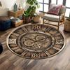 Vintage Gear Design Clock Pattern Print Round Rug, Living Room, Bedroom, Playroom Carpet, Non Slip Floor Mat, Gift
