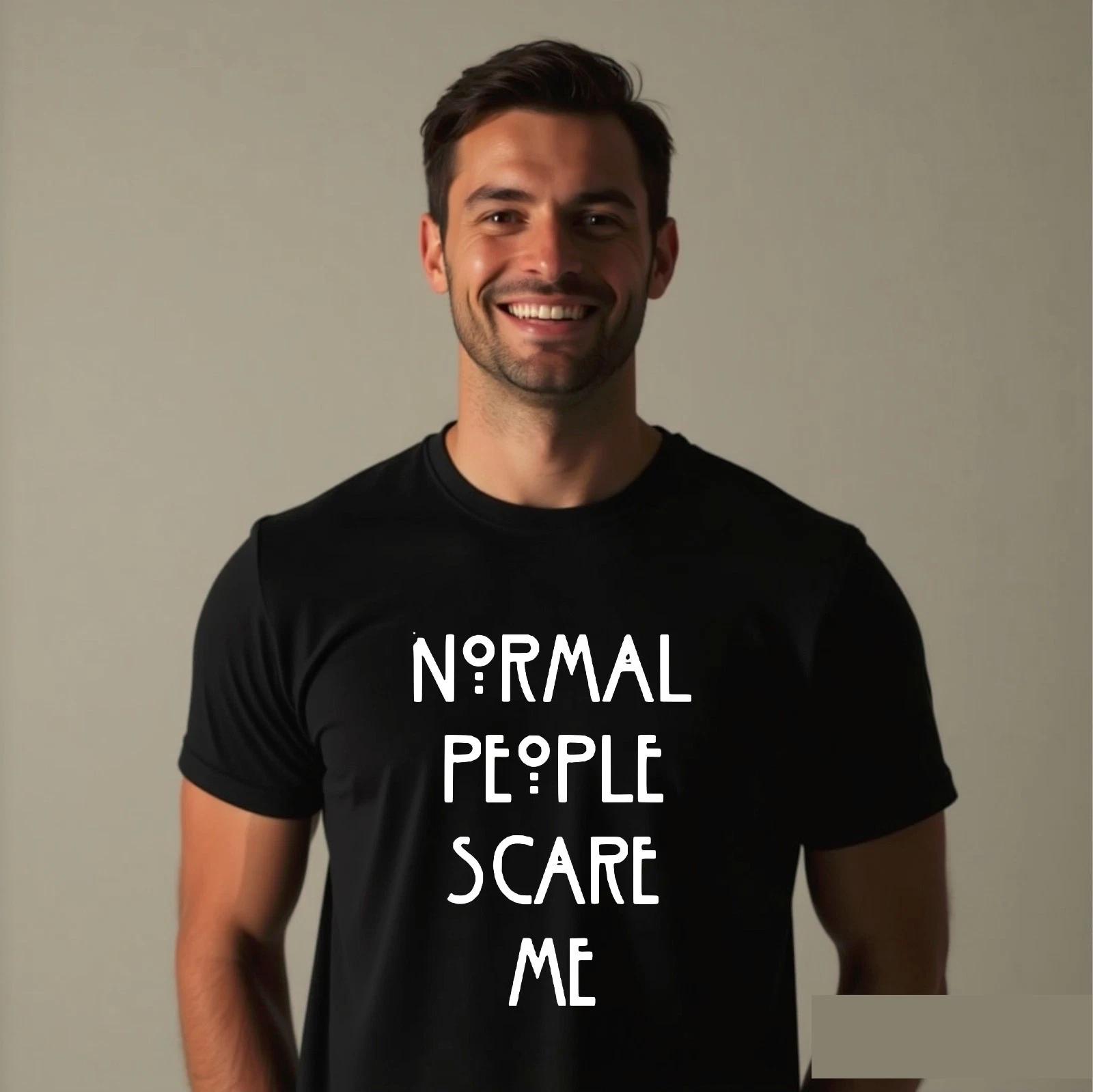 Normal People Scare Me T-Shirt, Funny Goth Rock Punk Gift Novelty Top Tee M