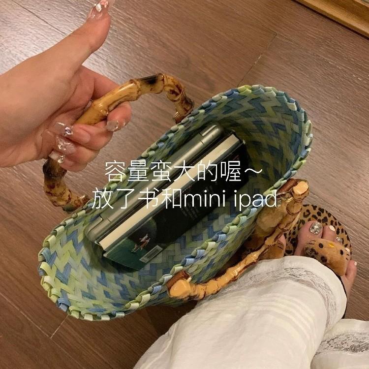 New Hand-held Straw Bag Japanese Women's Bag Daily Commute Summer Mori Foreign Style Hand-woven Bag Vegetable Basket Bag