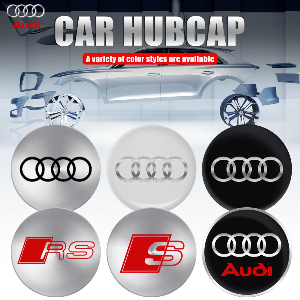 For Audi A4 4Pcs Car Wheel Hub Caps Auto Emblem Tyre Center Covers Accessories For Audi A1 A2 A3 A4 A5 A6 A7 A8 S Quyttro Sline RS Q2 Q3 TT