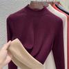 Autumn and winter women's clothing containing wool and silk bottoming shirt women's inner heating fleece warm turtleneck top with fleece and thicker
