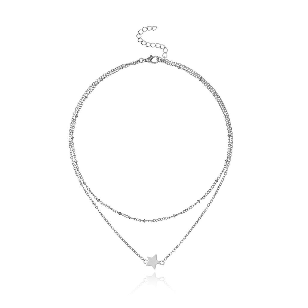 Europe, America, Simple Double-layer Stacked Back Chain Love Necklace Female, Harajuku Hip-hop Peach Heart Necklace