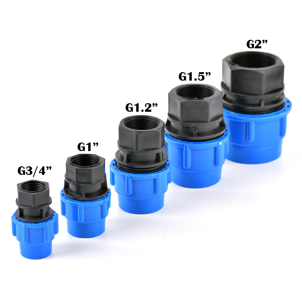 Plast PE Kranvatten Bevattningsvattenrör Snabbkoppling Ventil Invändig gänga till Rör 20mm 25mm 32mm 40mm 50mm 63mm