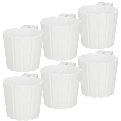 Balcony Flowerpot For Balustrade With Hanging Handle White 15Cm 6 Pcs