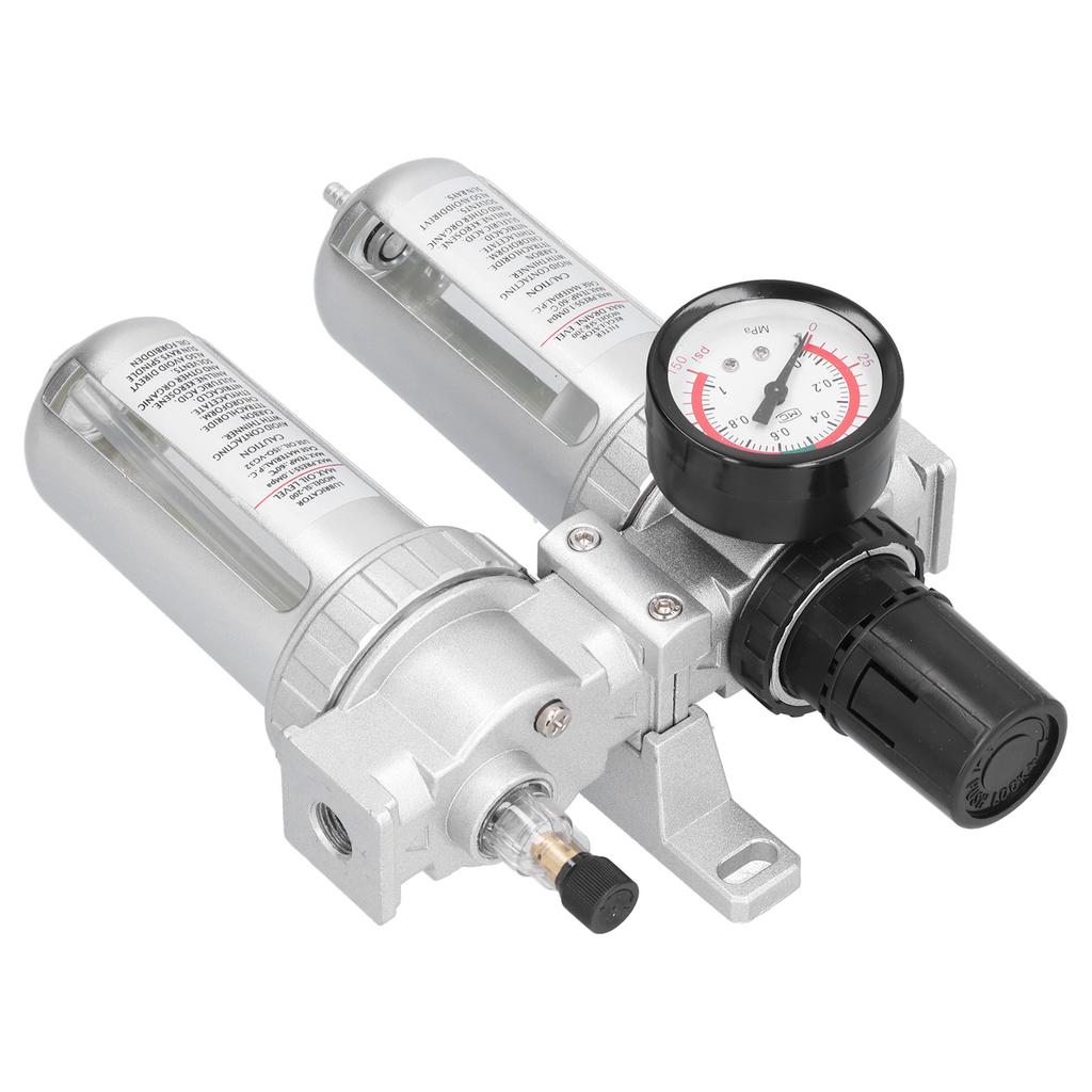 Air Filter Pressure Regulator Aluminum Alloy Water Oil Trap Separator Gauge Kit for Mechanical Engineering